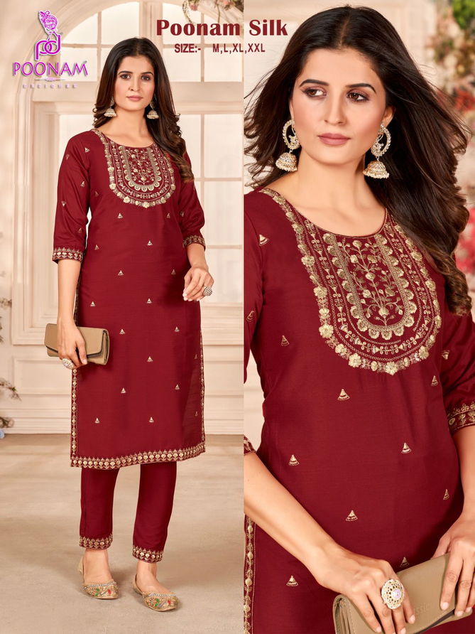 Poonam Silk Designer Kurti With Bottom Catalog